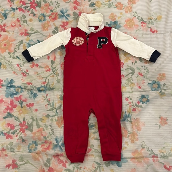 Ralph Lauren Other - RED Ralph Lauren Football Romper w/feet out. Rugby style. 12M. 1944 Champs